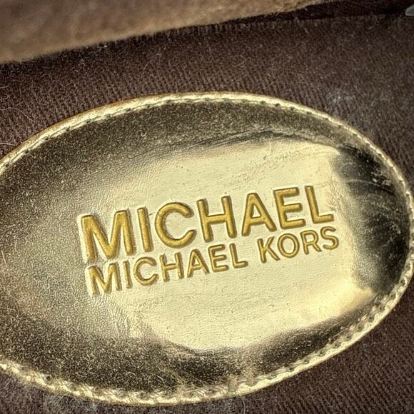 Michael Kors Keaton Women's Brown Laser Cut Leather Slip On Sneakers Shoes Sz 8 - Picture 5 of 9